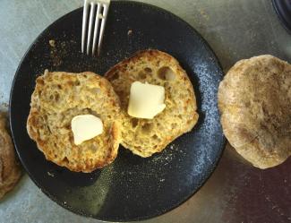 English muffin with melting butter
